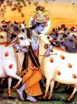 Ganado Vaca Toro Painting - vacas krishna grandes